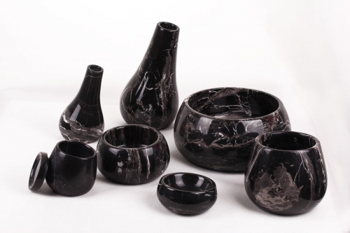 7er Set Marmor "Serie Oblique" elegant Vase Schale Dose mit Deckel Modern 30%Rabatt
